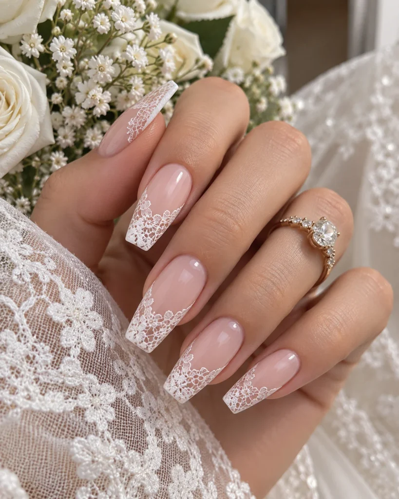 . Bridal Lace French Tips