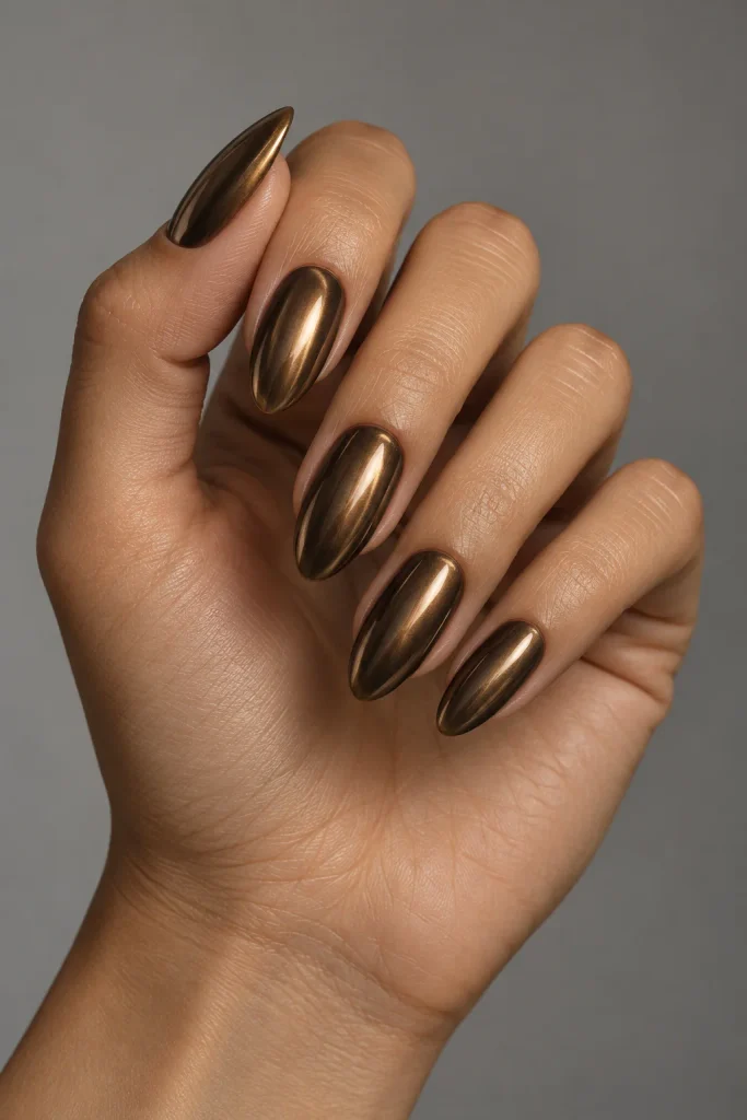 Bronze Chrome Nails 