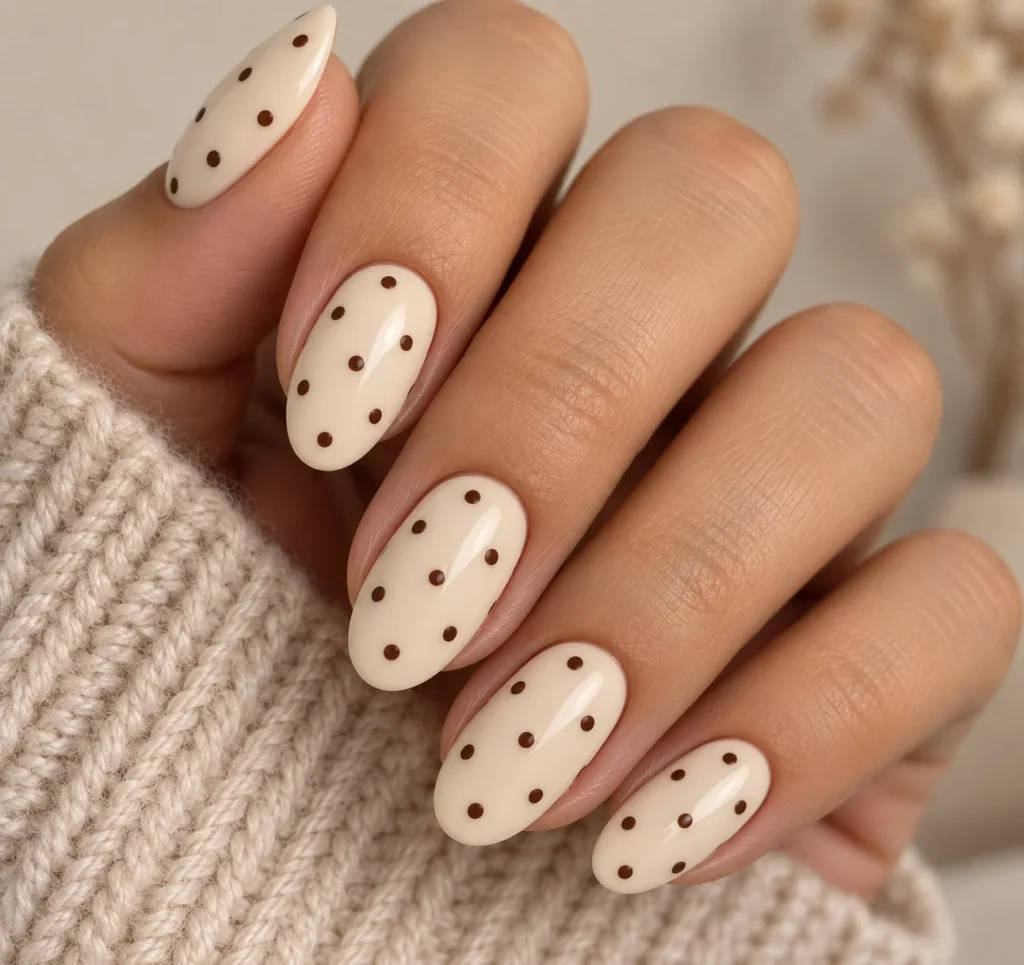 Brown Dots on Cream Base