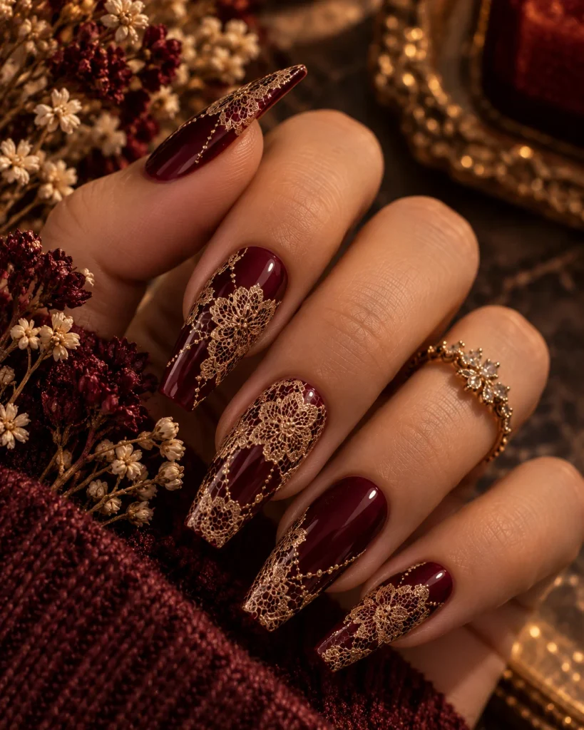 Burgundy Lace Design