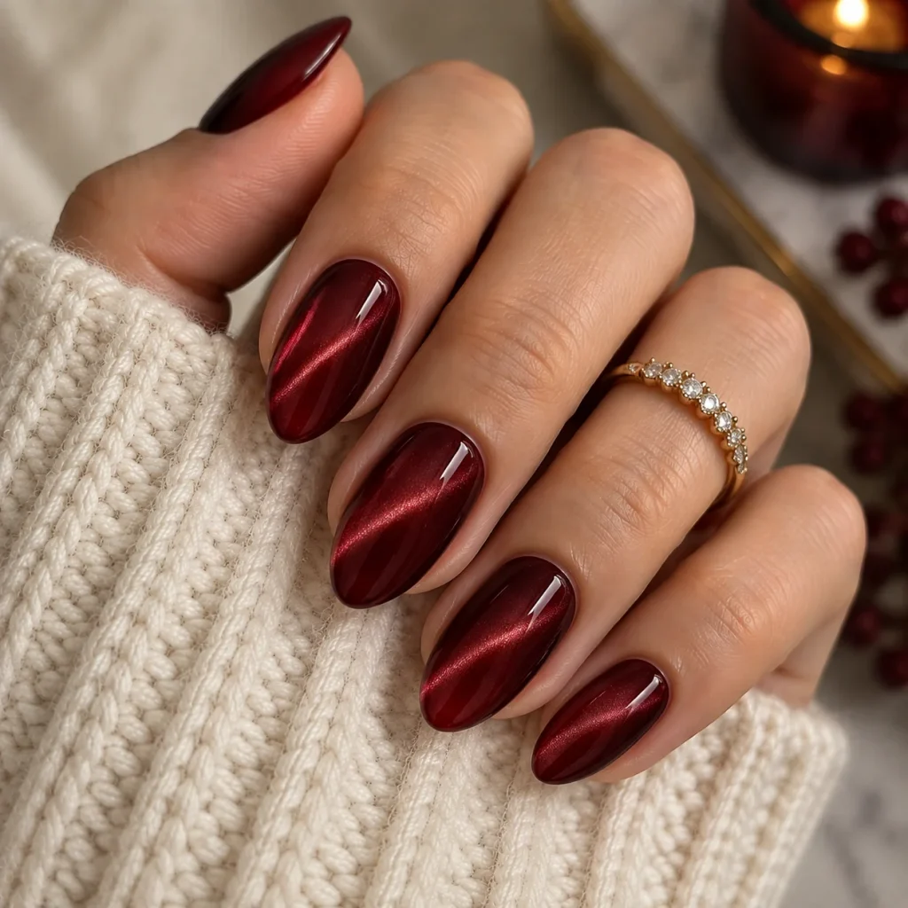 Burgundy Velvet Cat-Eye