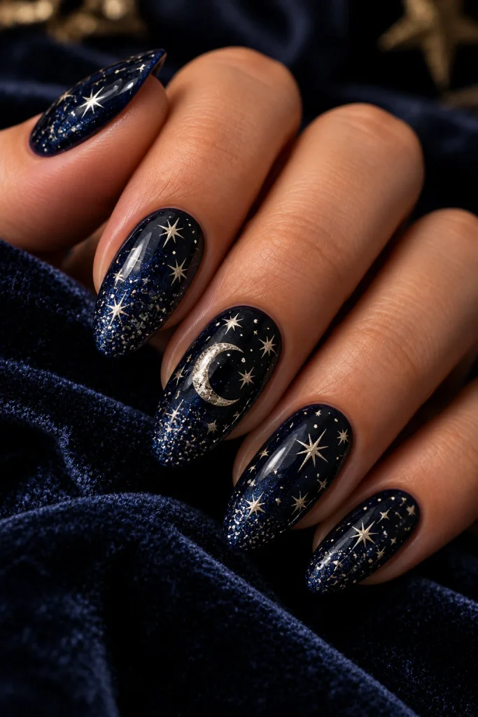 Celestial Dark Nails
