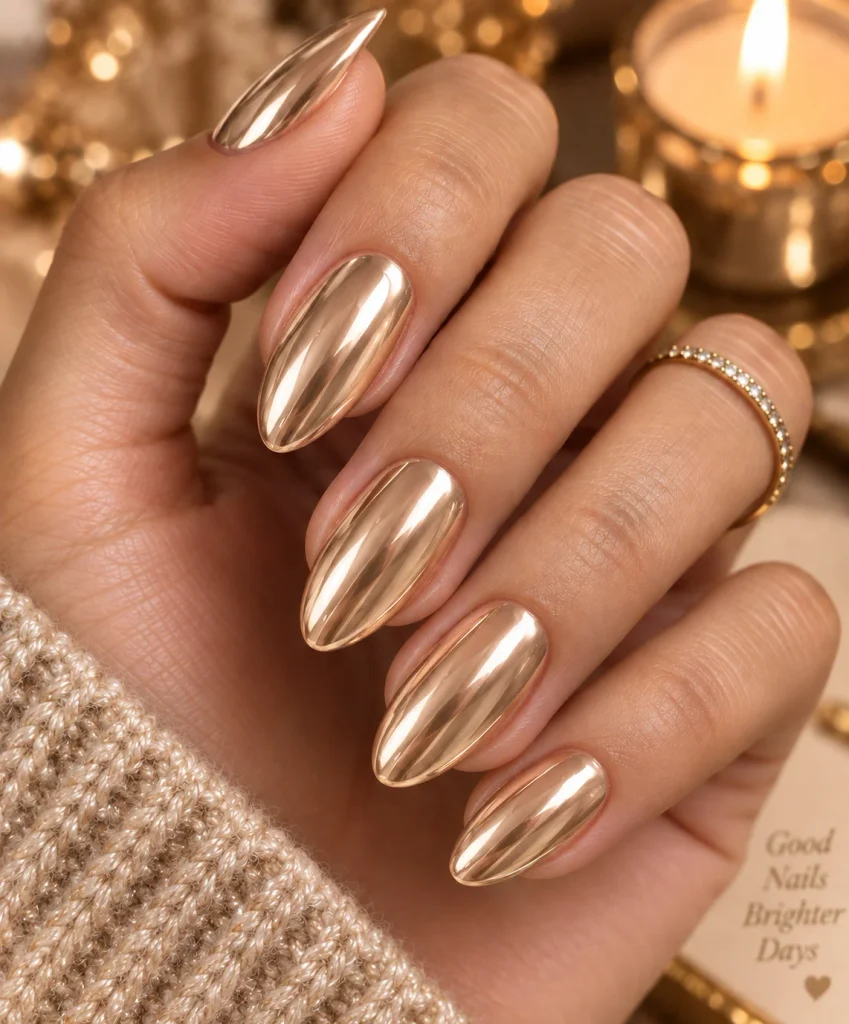 Champagne Chrome Nails