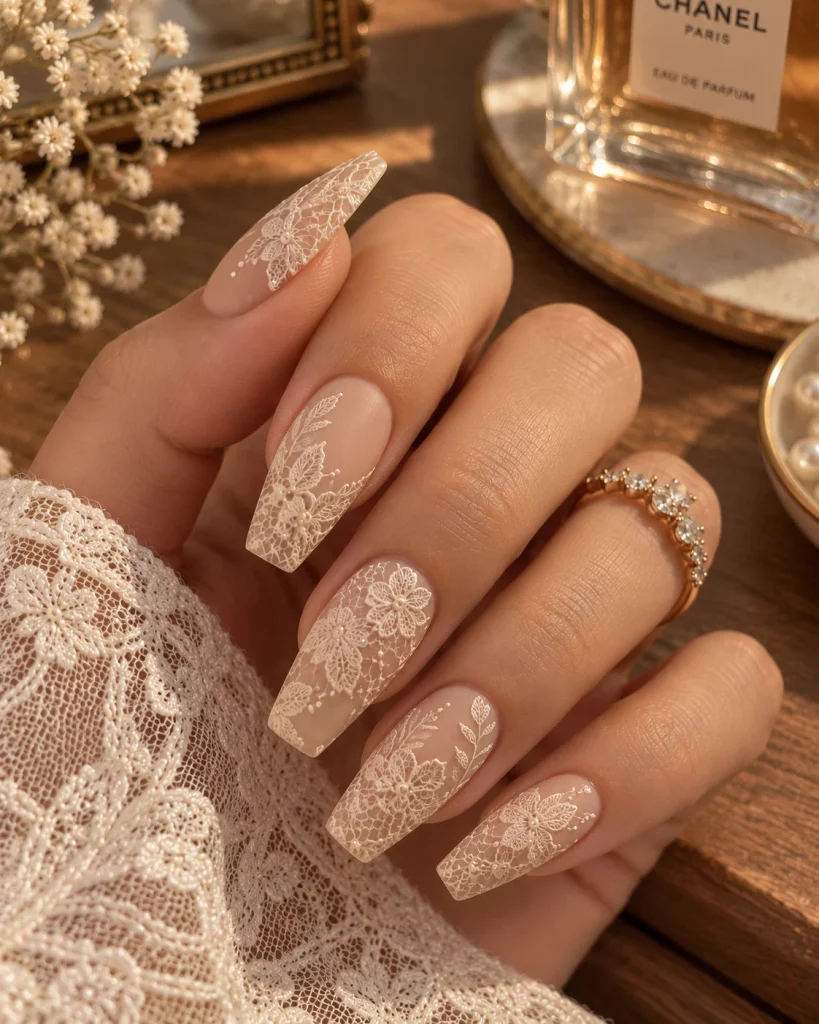 Champagne Lace Manicure