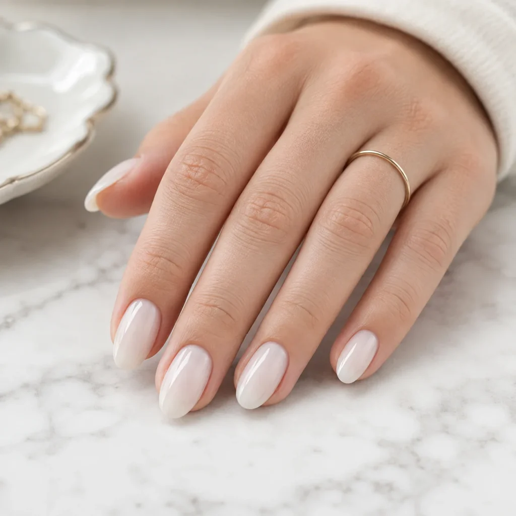 Milky White Nails