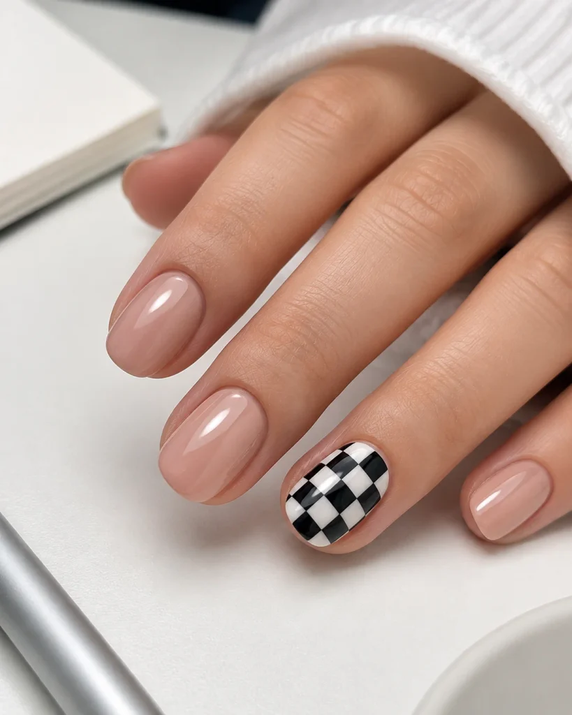 Checkerboard Accent Nail