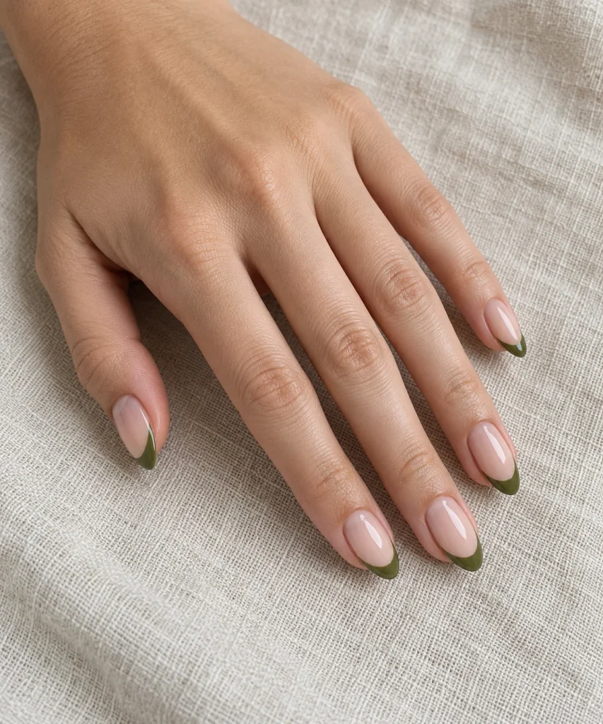 Olive Green French Tips 