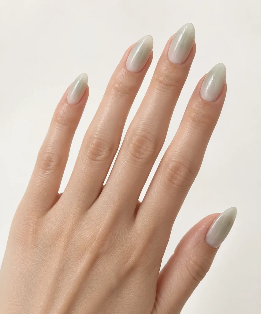 Sage Green Milky Nails