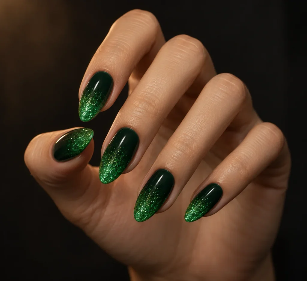 Dark Green Glitter Ombre 