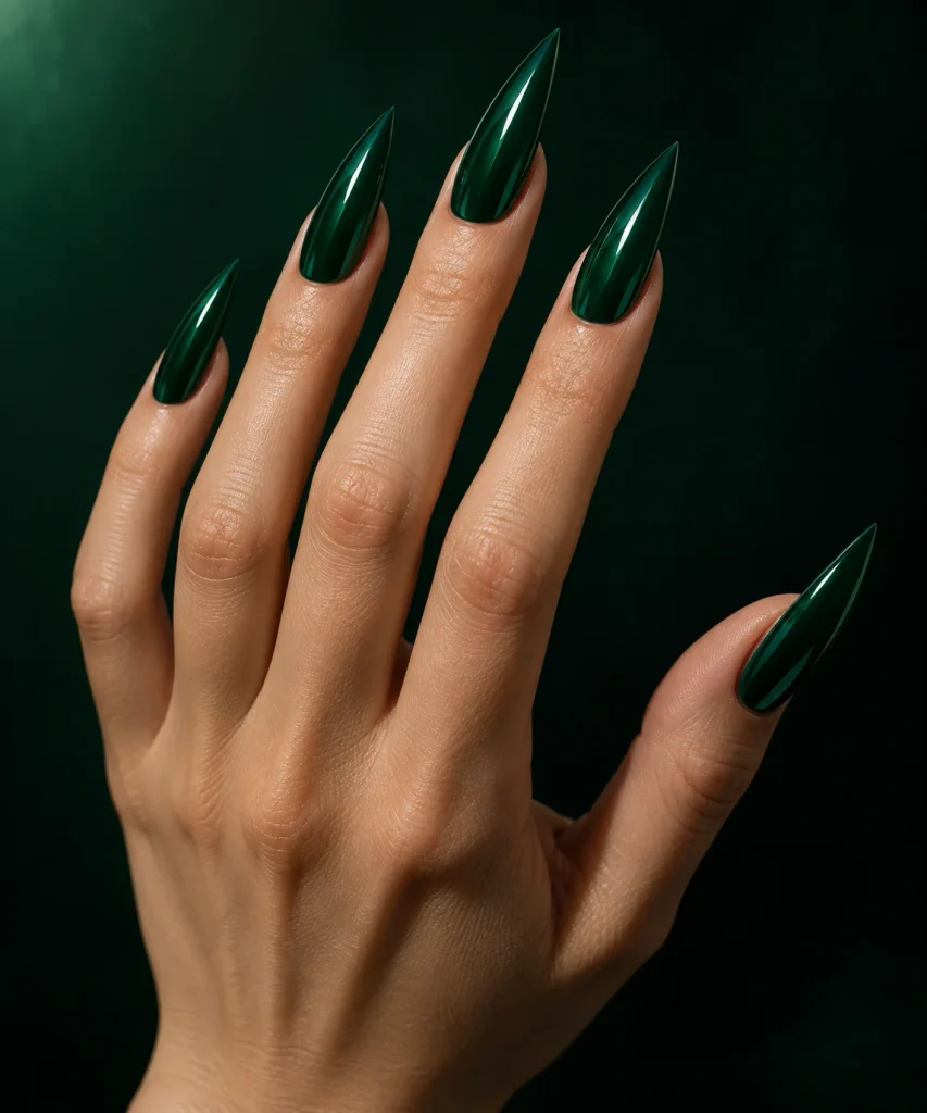  Emerald Green Stiletto Nails 