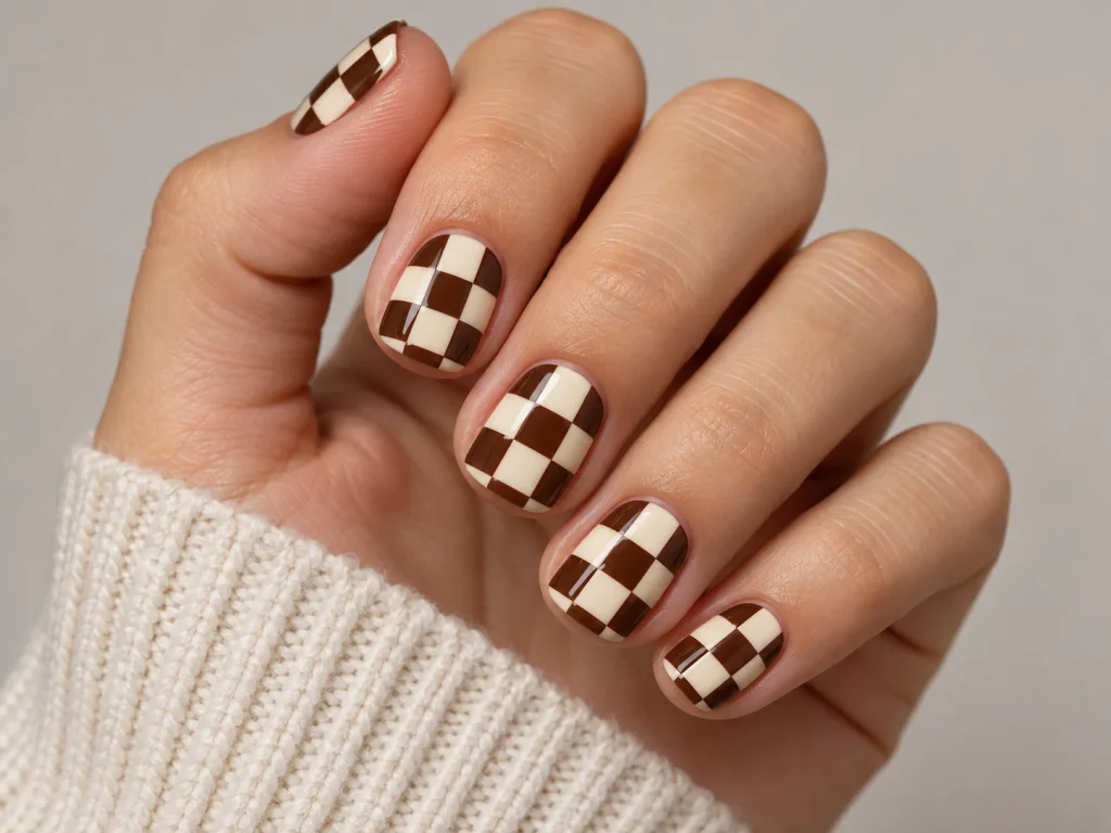 Checkerboard Thanksgiving Nails