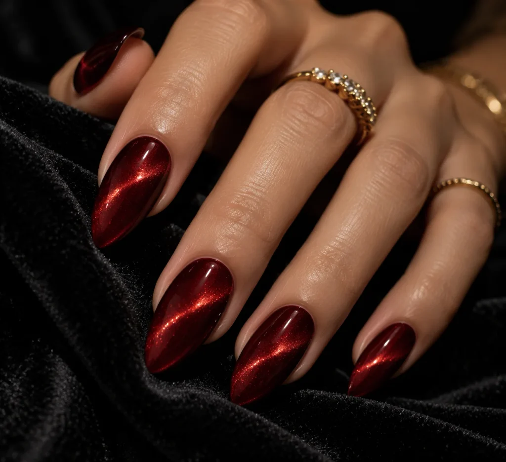 Cherry Red Cat Eye Nails