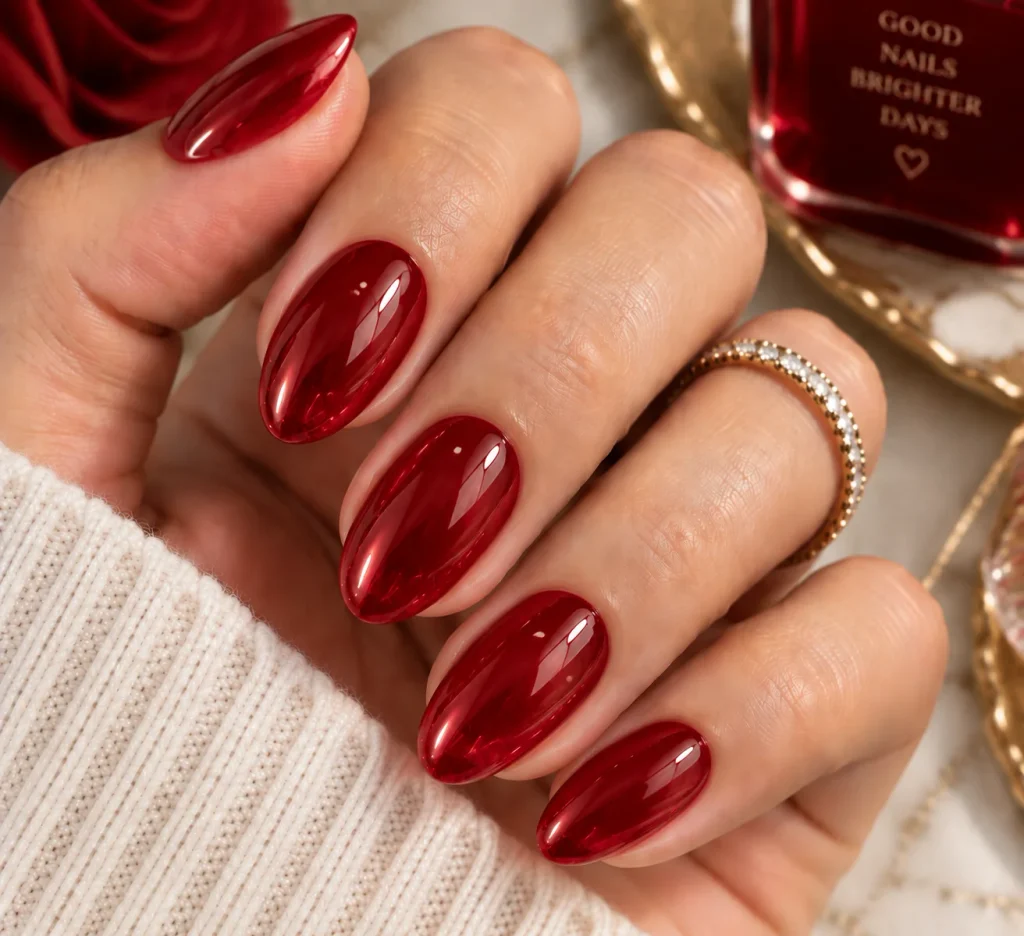 Cherry Red Glass Nails
