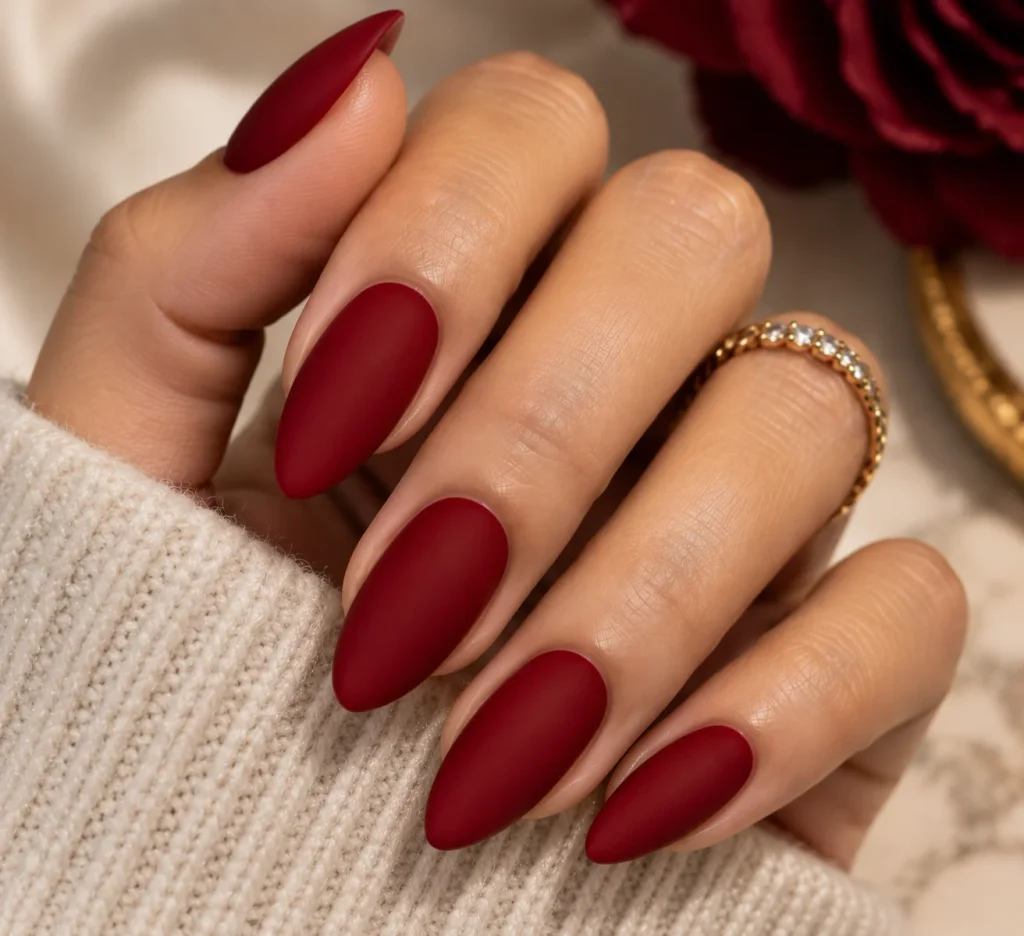 Cherry Red Matte Nails