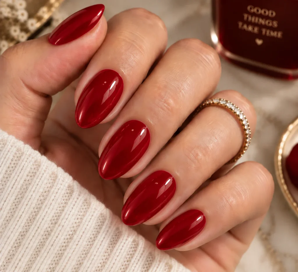 Cherry Red Minimal Luxury Nails