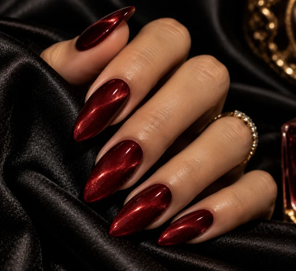 Cherry Red Velvet Nails