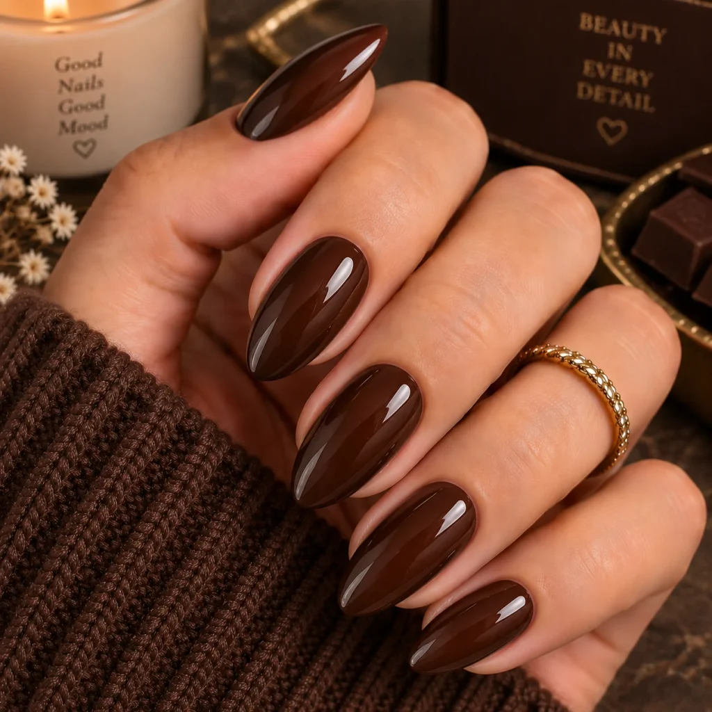Chocolate Brown Gel Manicure