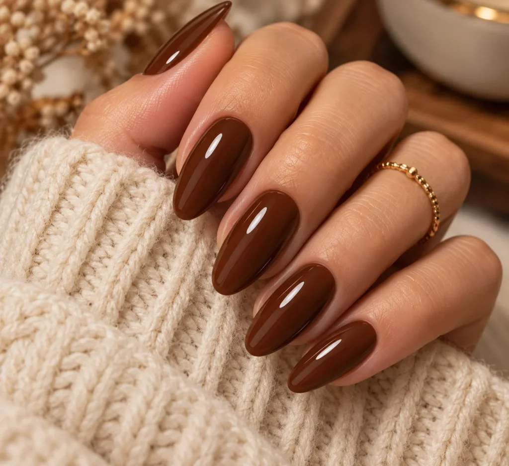 Chocolate Brown Thanksgiving Nails