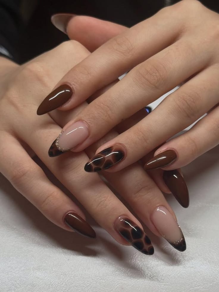 Chocolate Brown Baddie Nails
