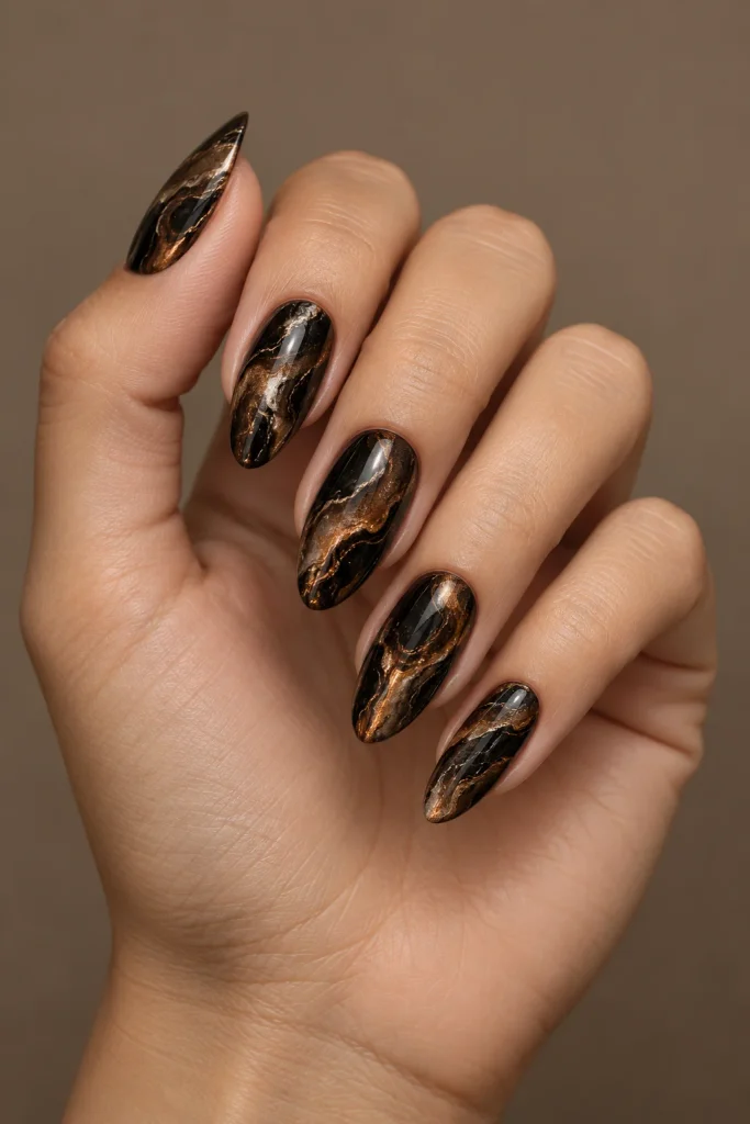 Chrome Marble Nails 
