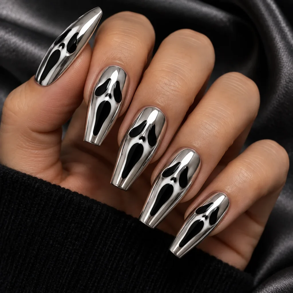 Chrome Silver Ghost Nails