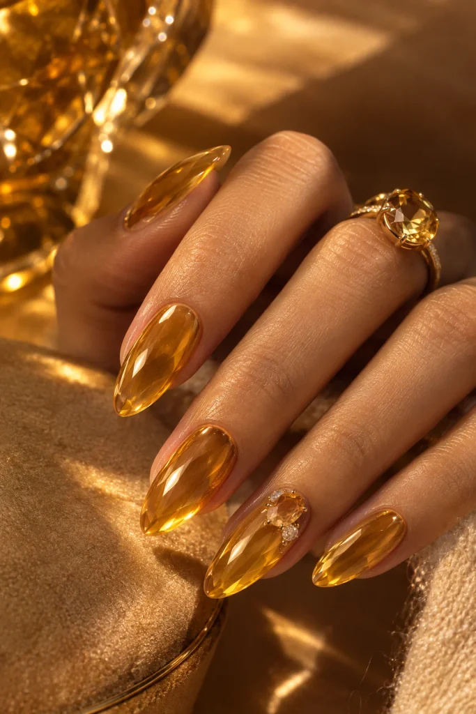Citrine Yellow Gemstone Nails