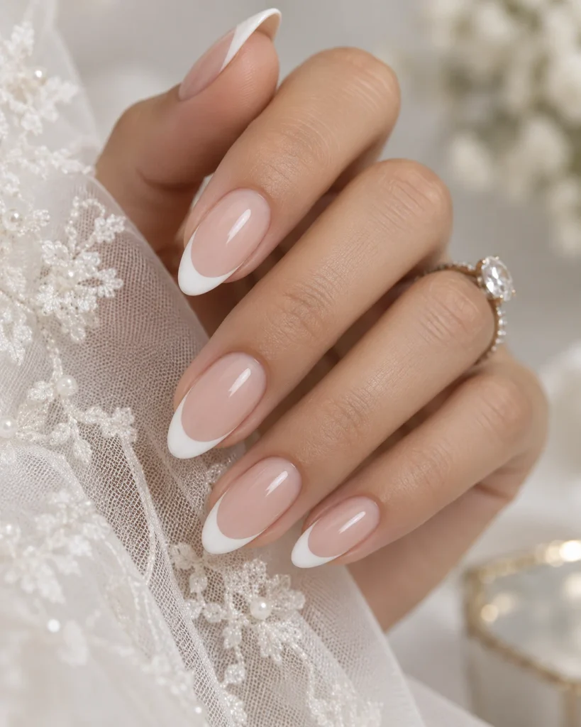 Classic French Manicure Wedding Nails