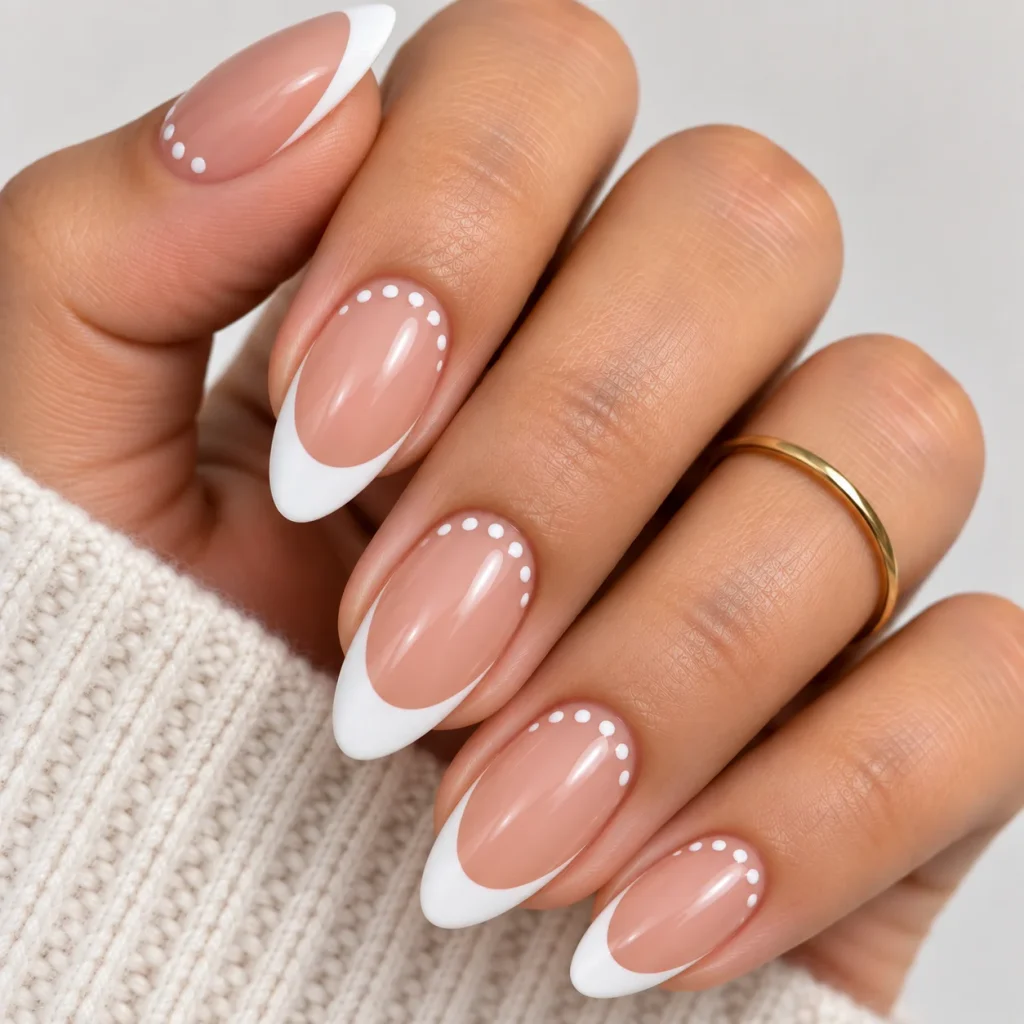 Colored French Tip with Polka Dots