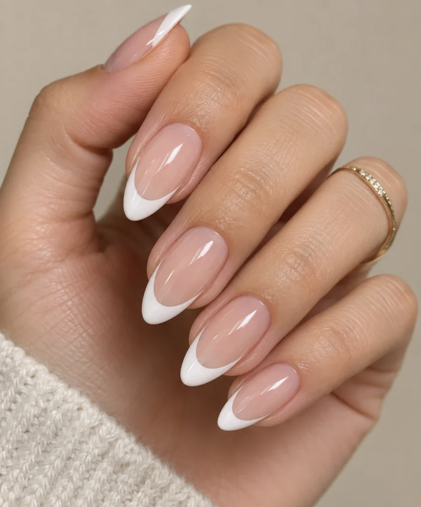 Classic French Tips birthday nails
