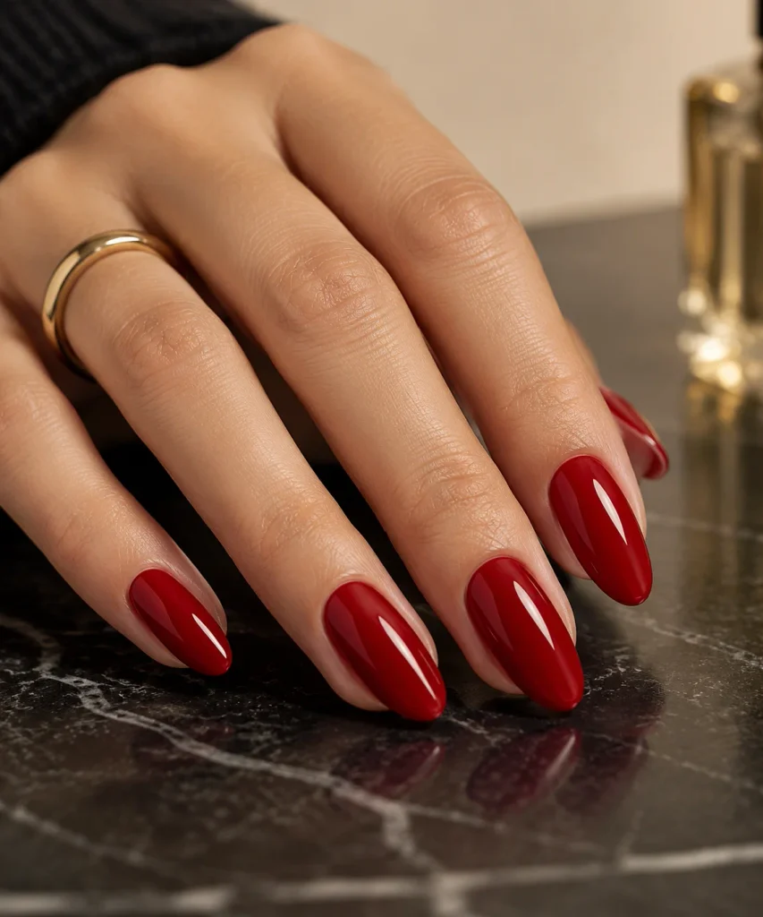 Classic Glossy Cherry Red Nails