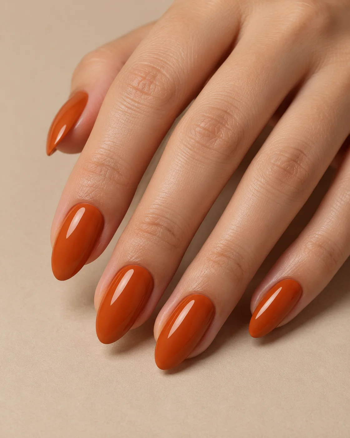 Classic Solid Orange Pumpkin Nails