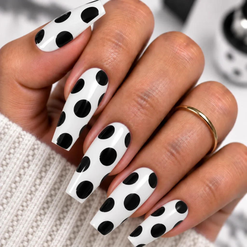 Coffin Nails with Oversized Dots
