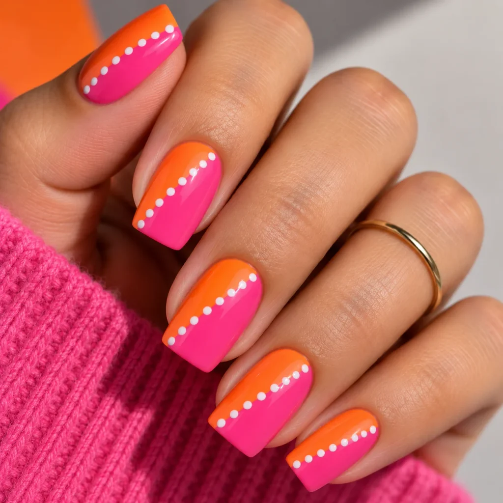 Color-Blocked Nails with Dots