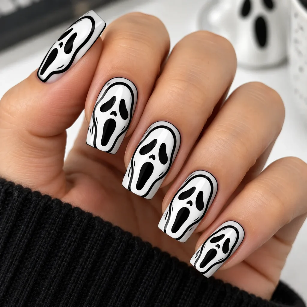 Comic Outline Ghost Nails