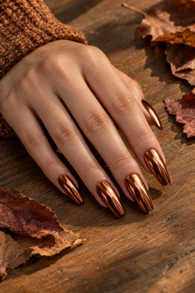 Copper Chrome Nails 