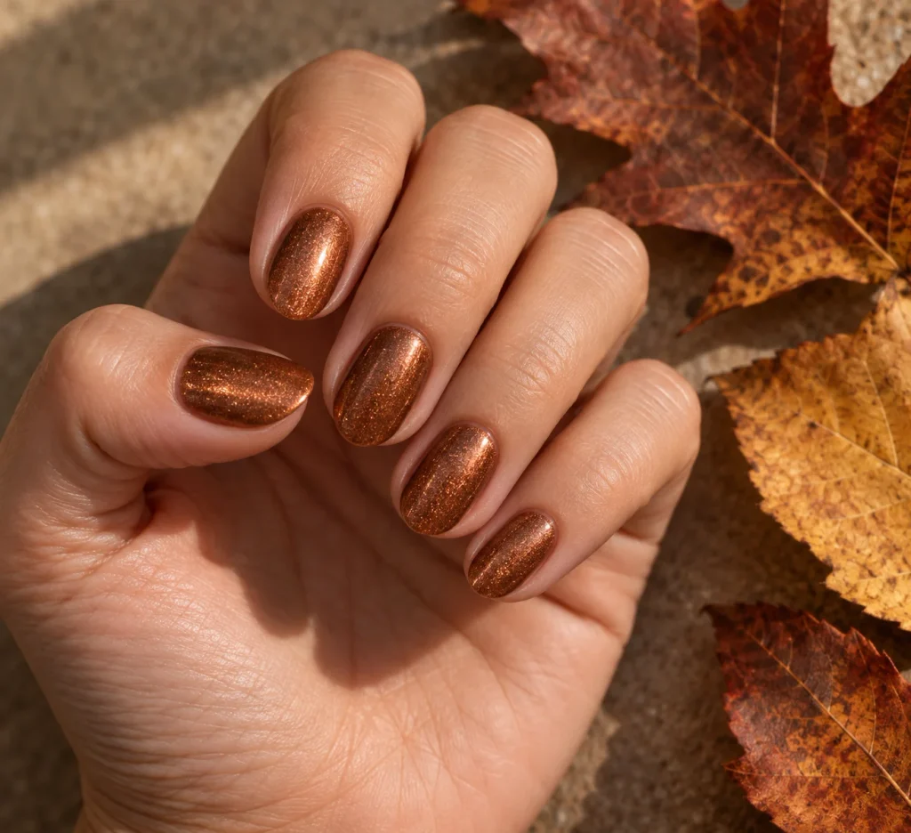Copper Metallic Short Nails