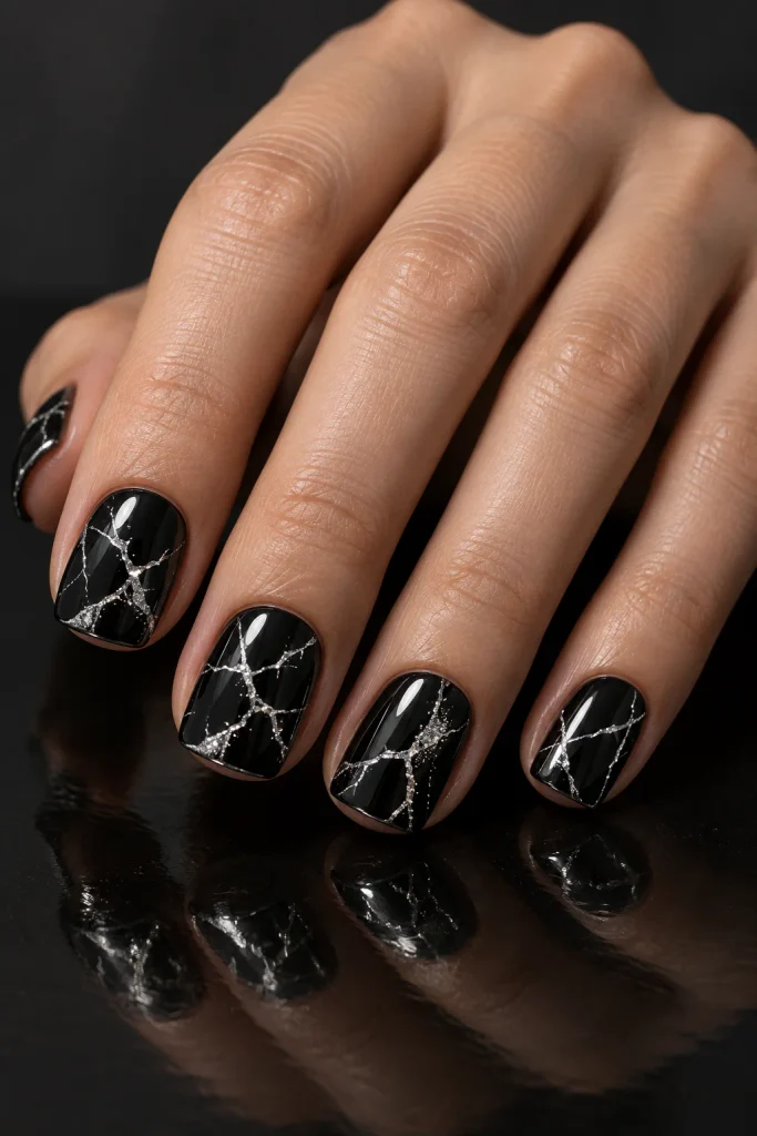 Cracked Glass Spooky Nails