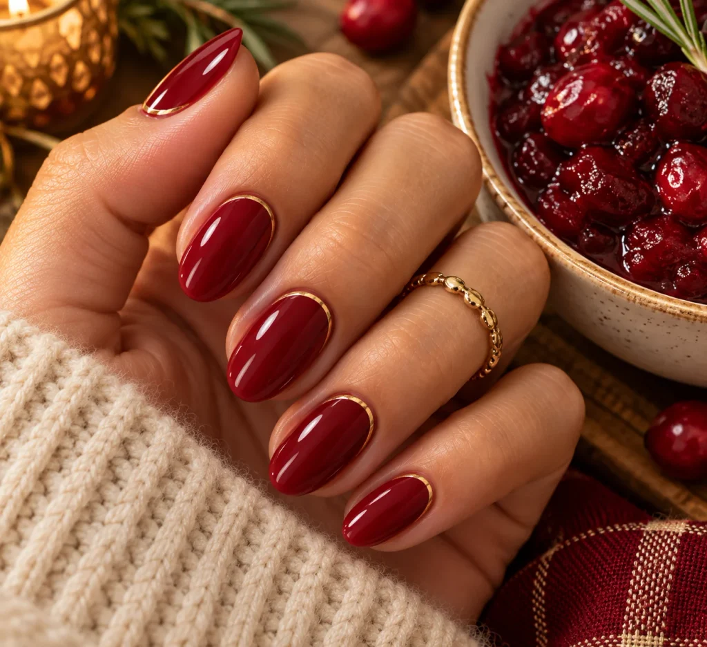 Cranberry Red Thanksgiving Nails