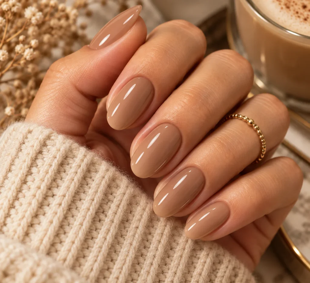  Creamy Latte Thanksgiving Nails