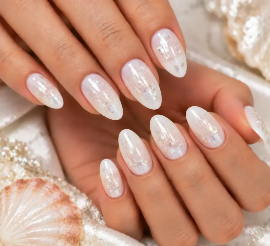 Crushed Shell White Hoco Nails