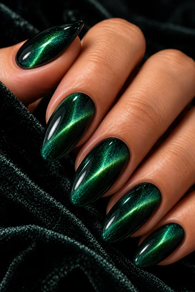 Dark Cat-Eye Spooky Nails