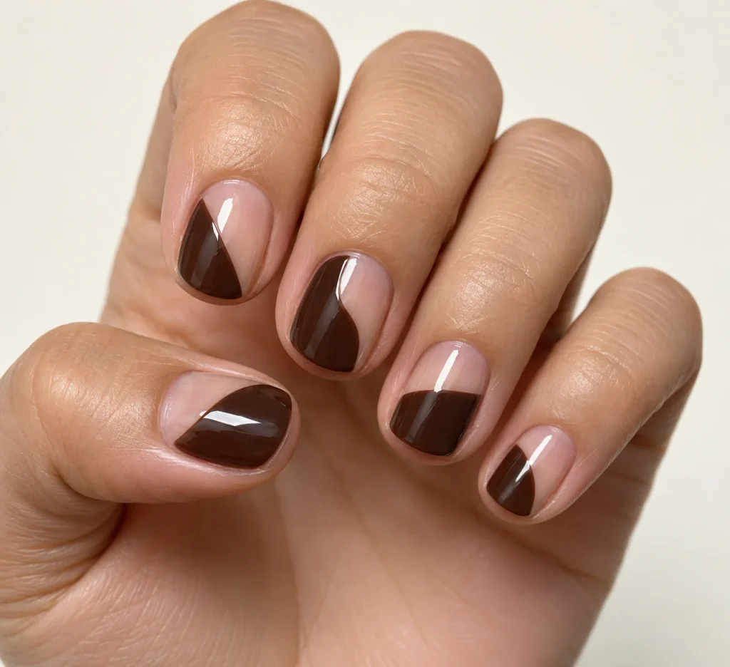 Dark Chocolate Negative Space Nails