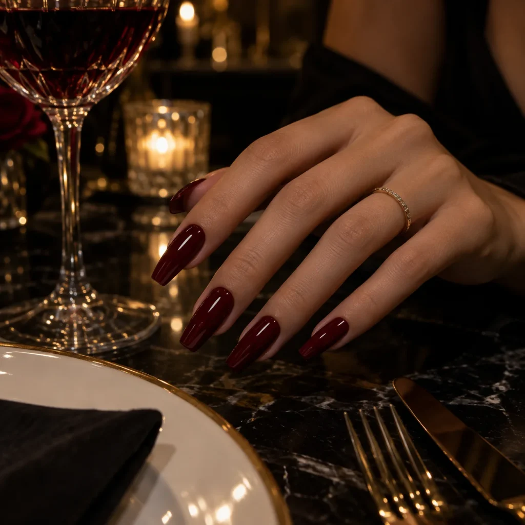 Deep Burgundy Thanksgiving Nails