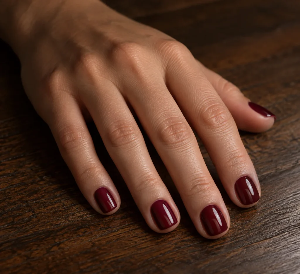 Deep Burgundy Square Nails
