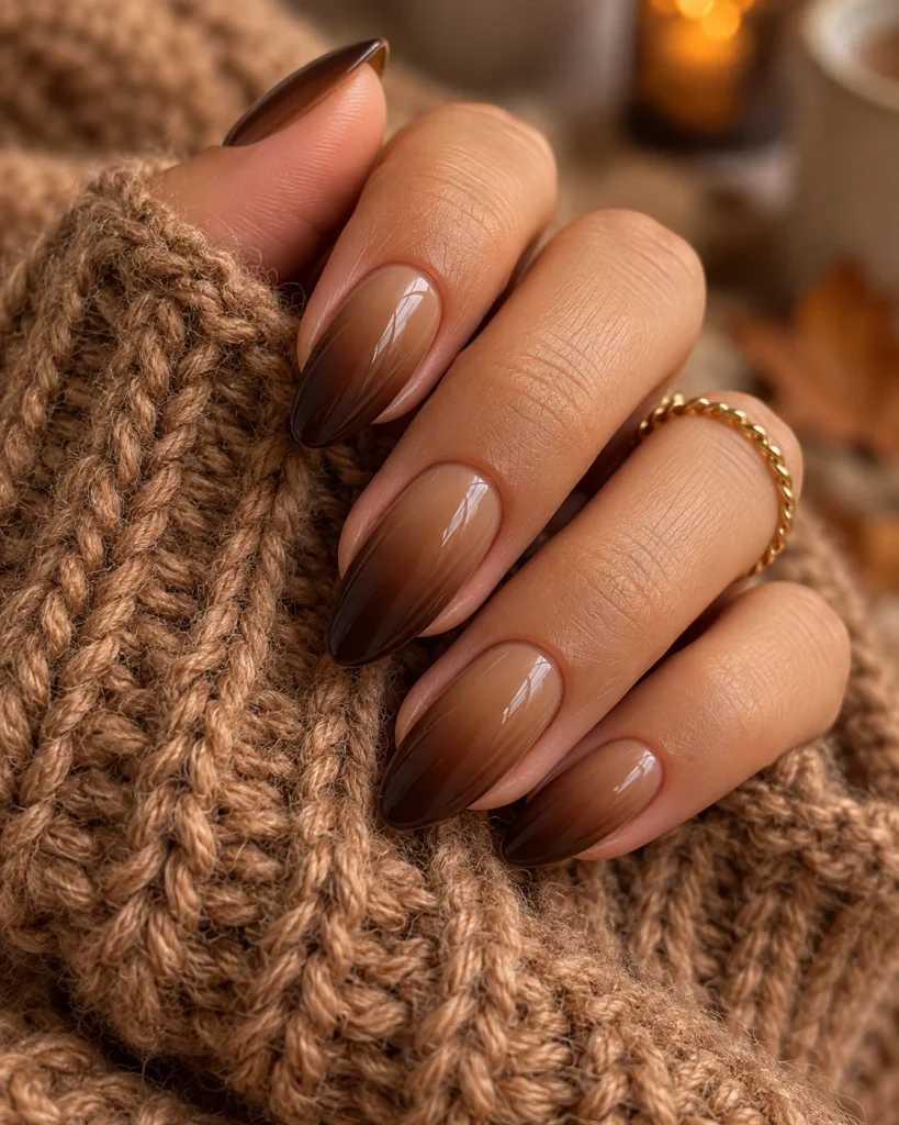 Deep Chocolate Ombre Nails