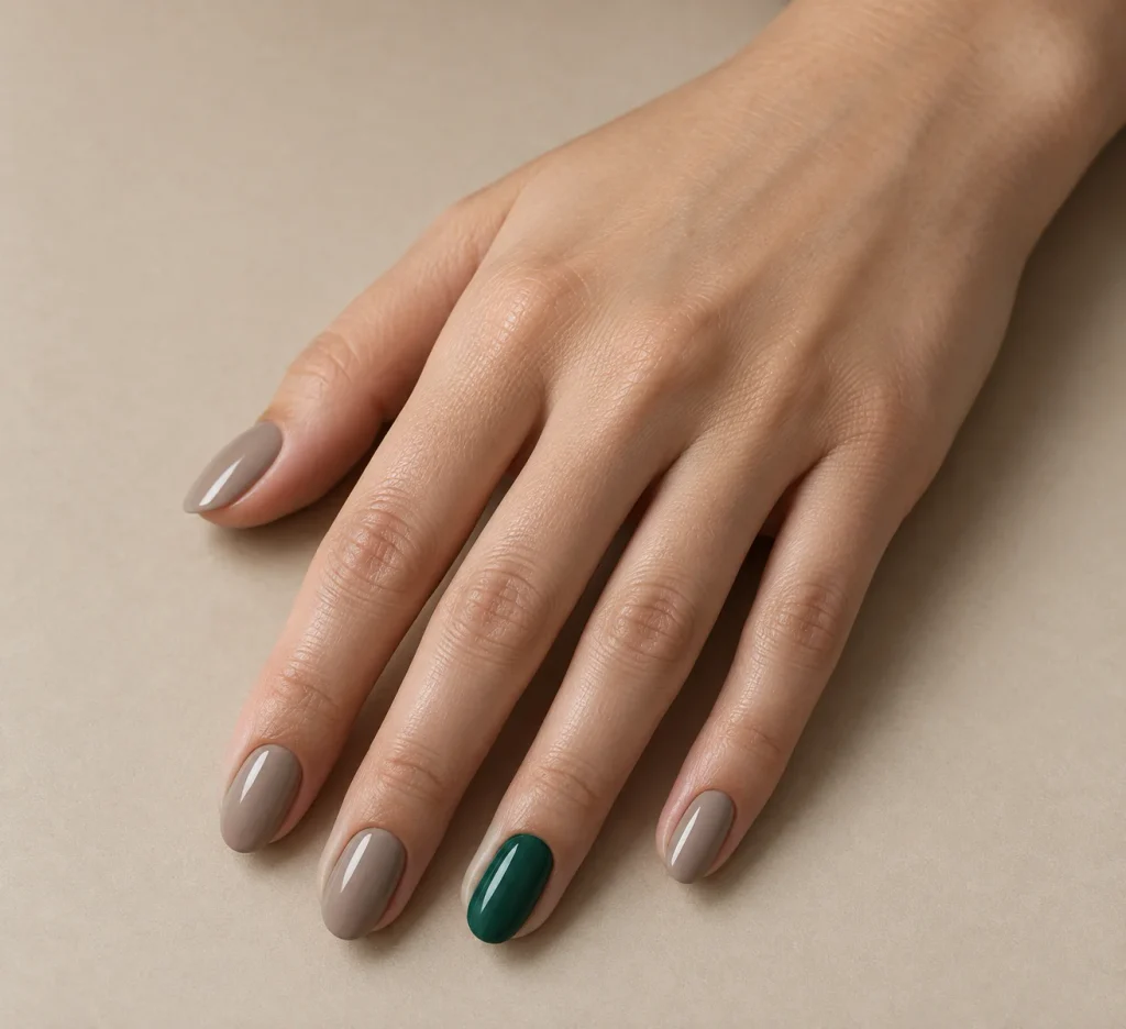 Deep Emerald Green Accent Nail