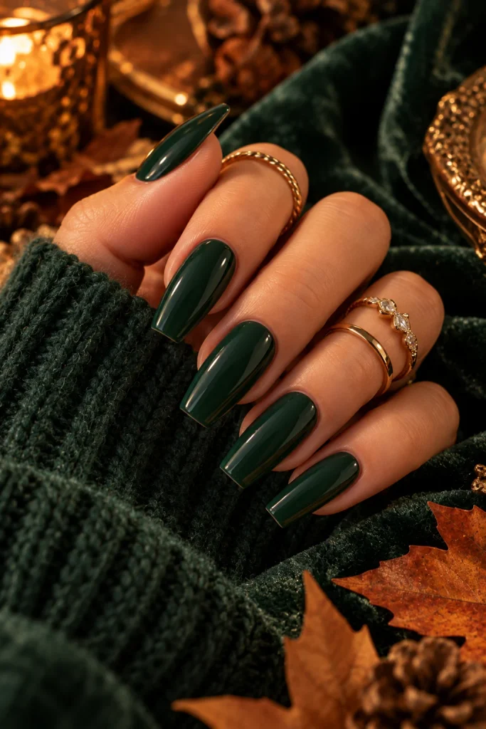 Deep Forest Green Nails