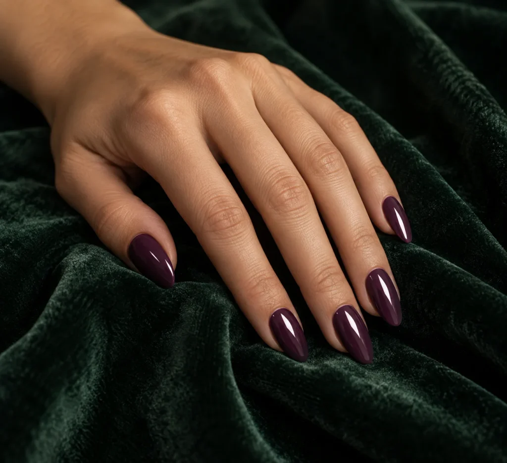 Deep Plum Almond Nails