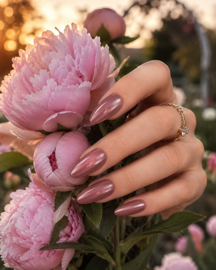 Deep Rose Glazed Donut Nails