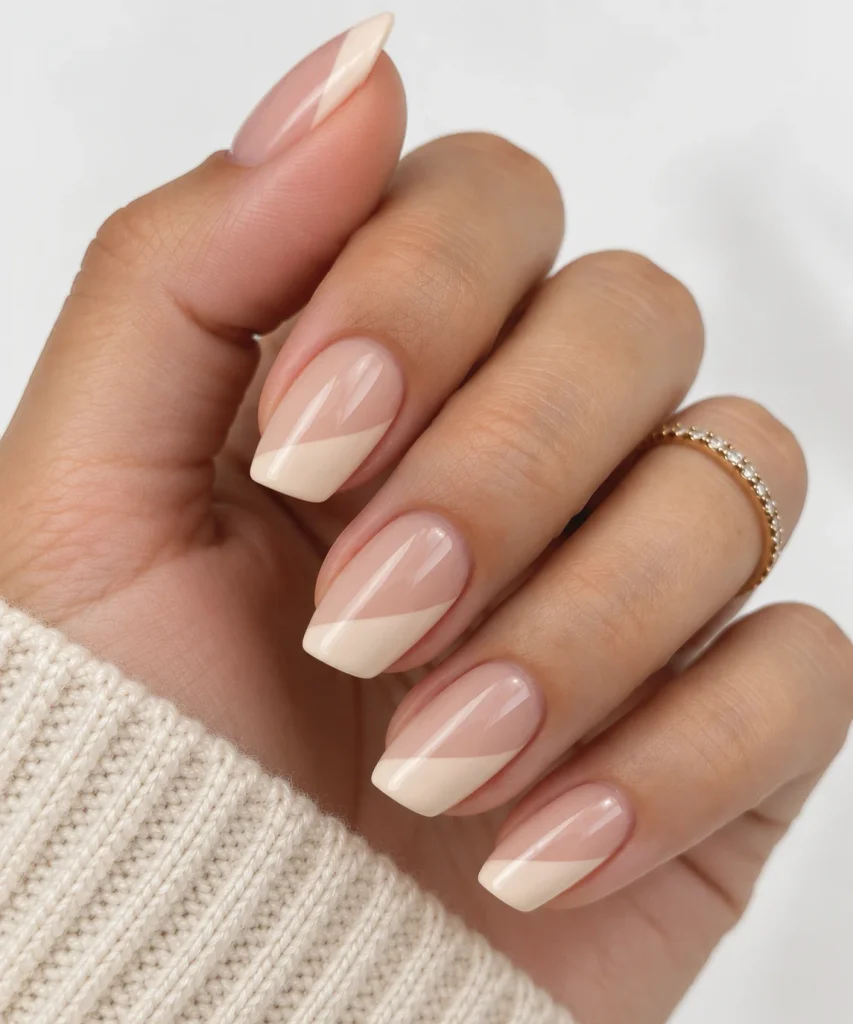 Diagonal Vanilla French Tips